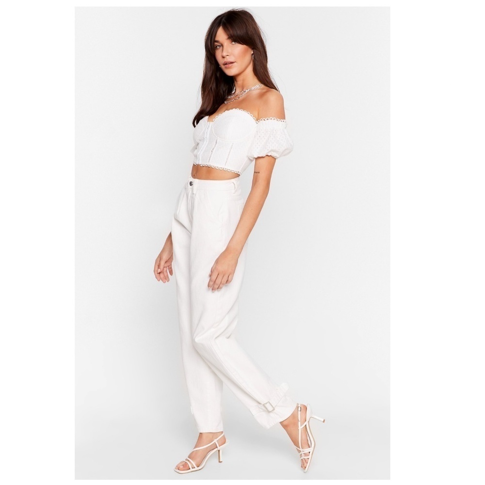 Nasty Gal Relaxed Acid Wash Buckle Hem Jeans